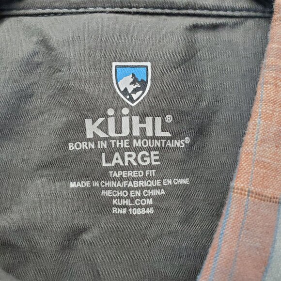 Kühl Shirt Mens Large Multicolor Plaid Tapered Fit Sleeve Linen Blend - Picture 2 of 11